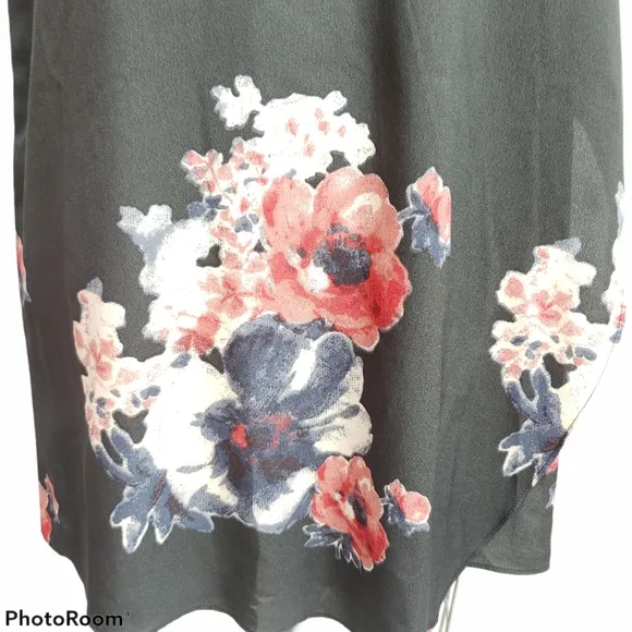 Free People Black Crepe Floral Faux Wrap Dress XSMALL