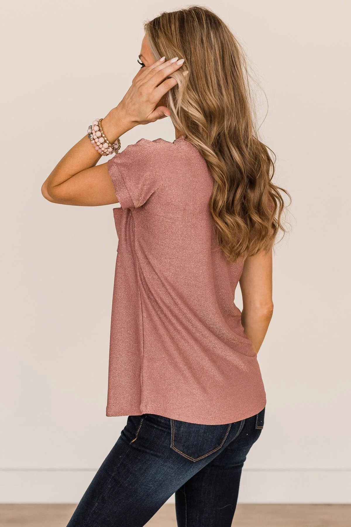 Free To Shine V-Neck Pocket Top- Pink
