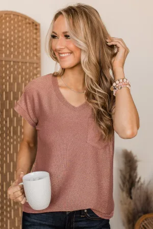 Free To Shine V-Neck Pocket Top- Pink