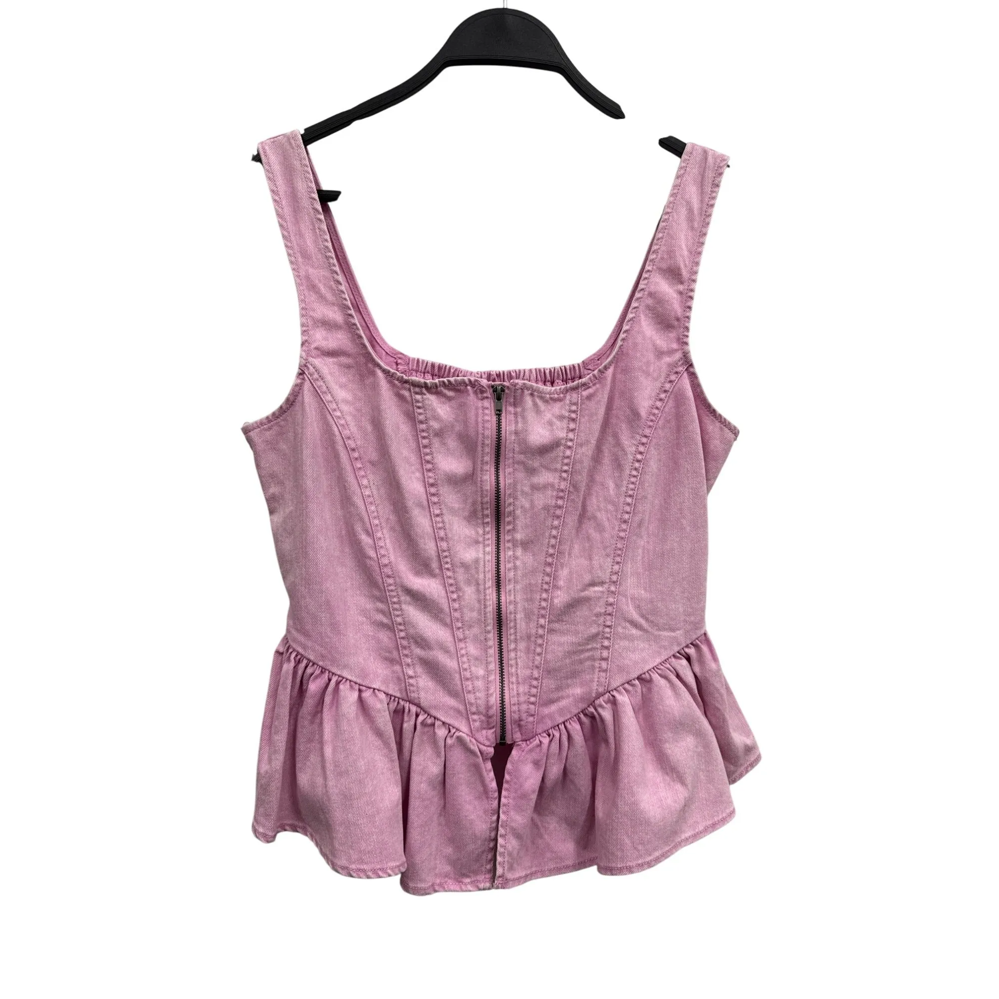 Future Collective Gabriella Karefa-Johnson Pink Smocked Peplum Tank Top Size S