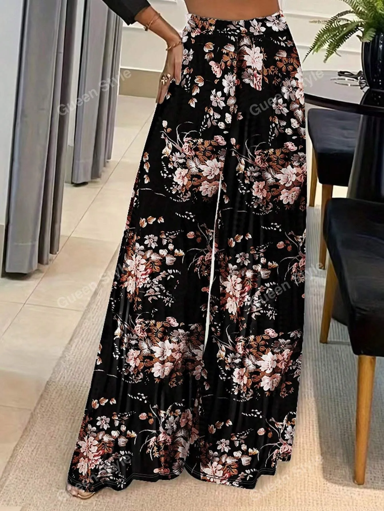 Geometric Print Loose Wide Leg Pants