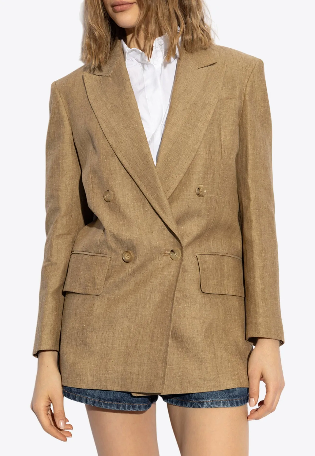 Gerla Double-Breasted Linen Blazer