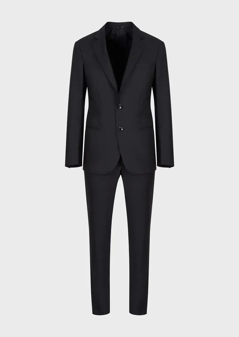 GIORGIO ARMANI - Jet Black 2-Button Super 150's “TAYLOR” Collection Suit - 38S