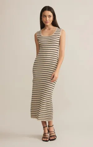 Gisele Stripe Midi Dress Sandshell