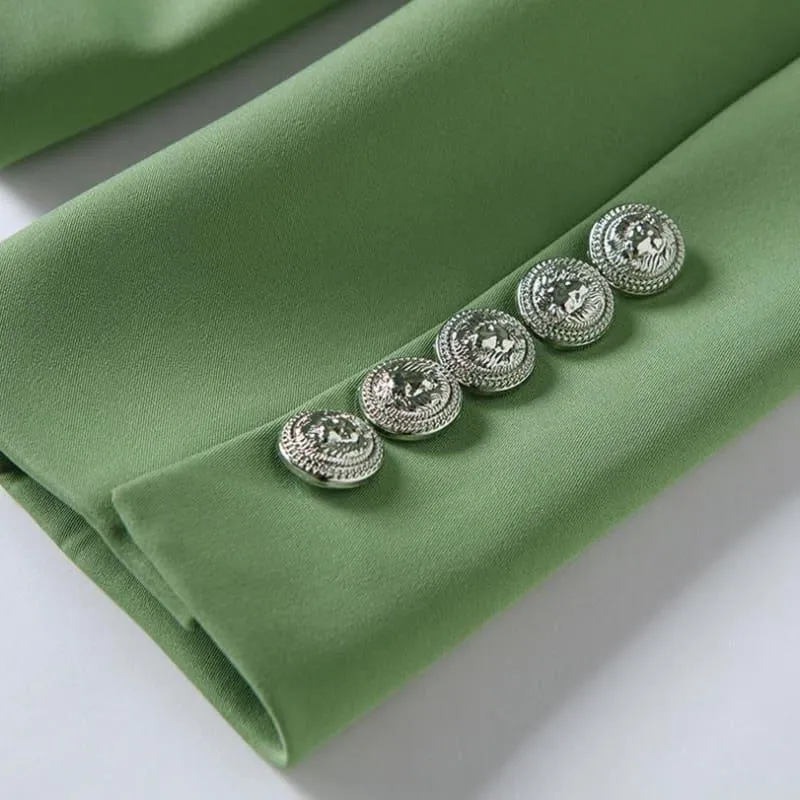 Green  Baroque Designer Double Breasted Blazer