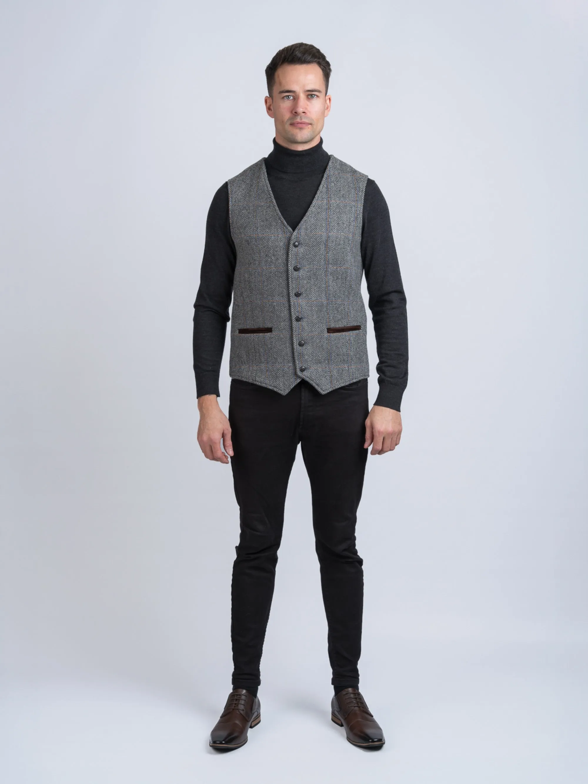 Grey Hunting Tweed Waistcoat & Vest