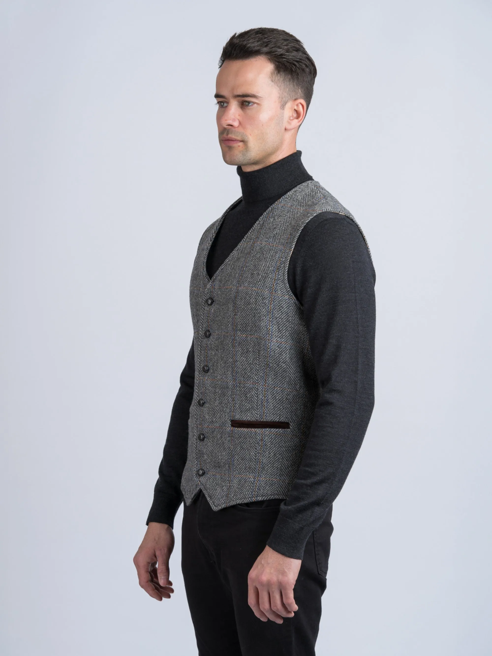 Grey Hunting Tweed Waistcoat & Vest