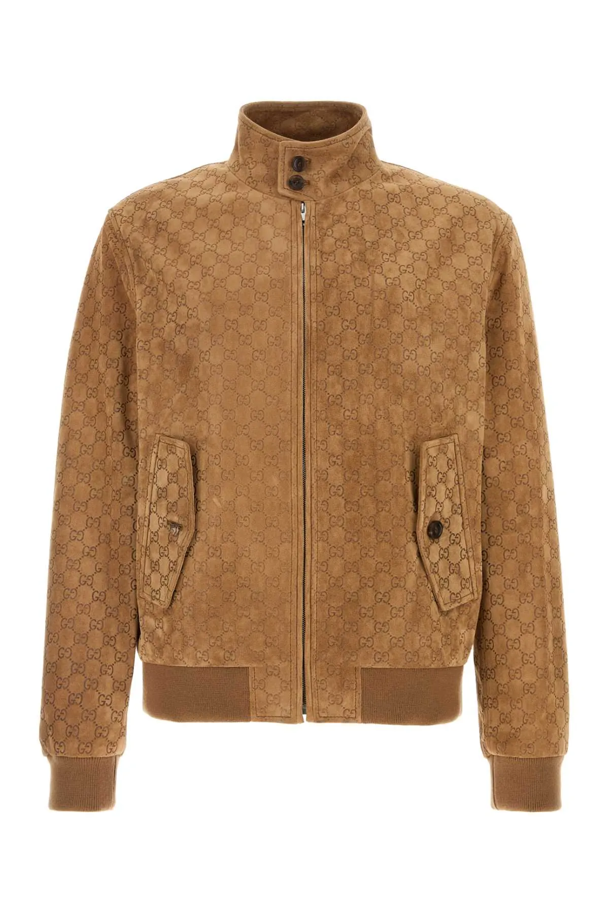 GUCCI Suede Logo All Over Bomber Jacket