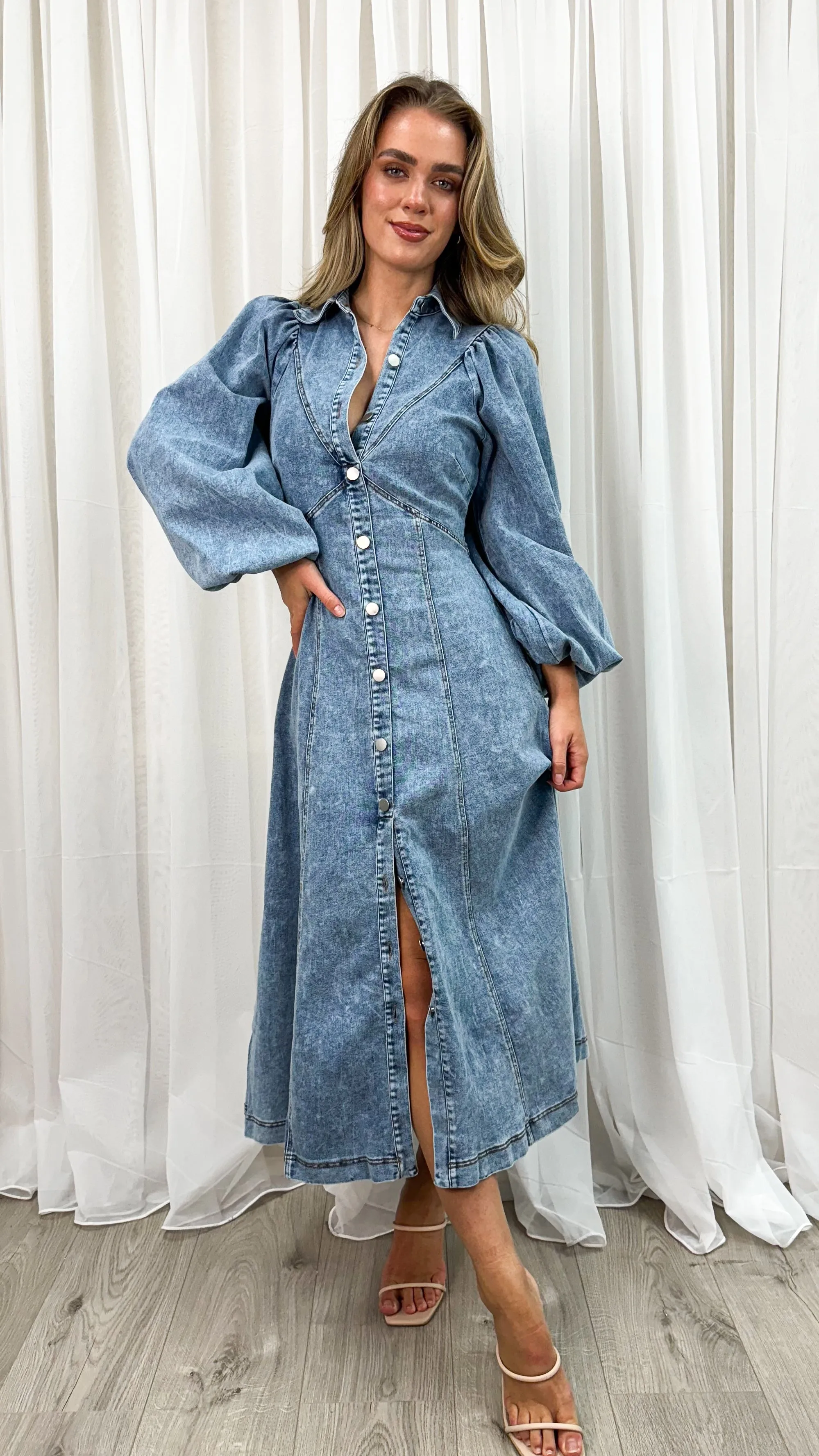 GWEN DRESS - DENIM