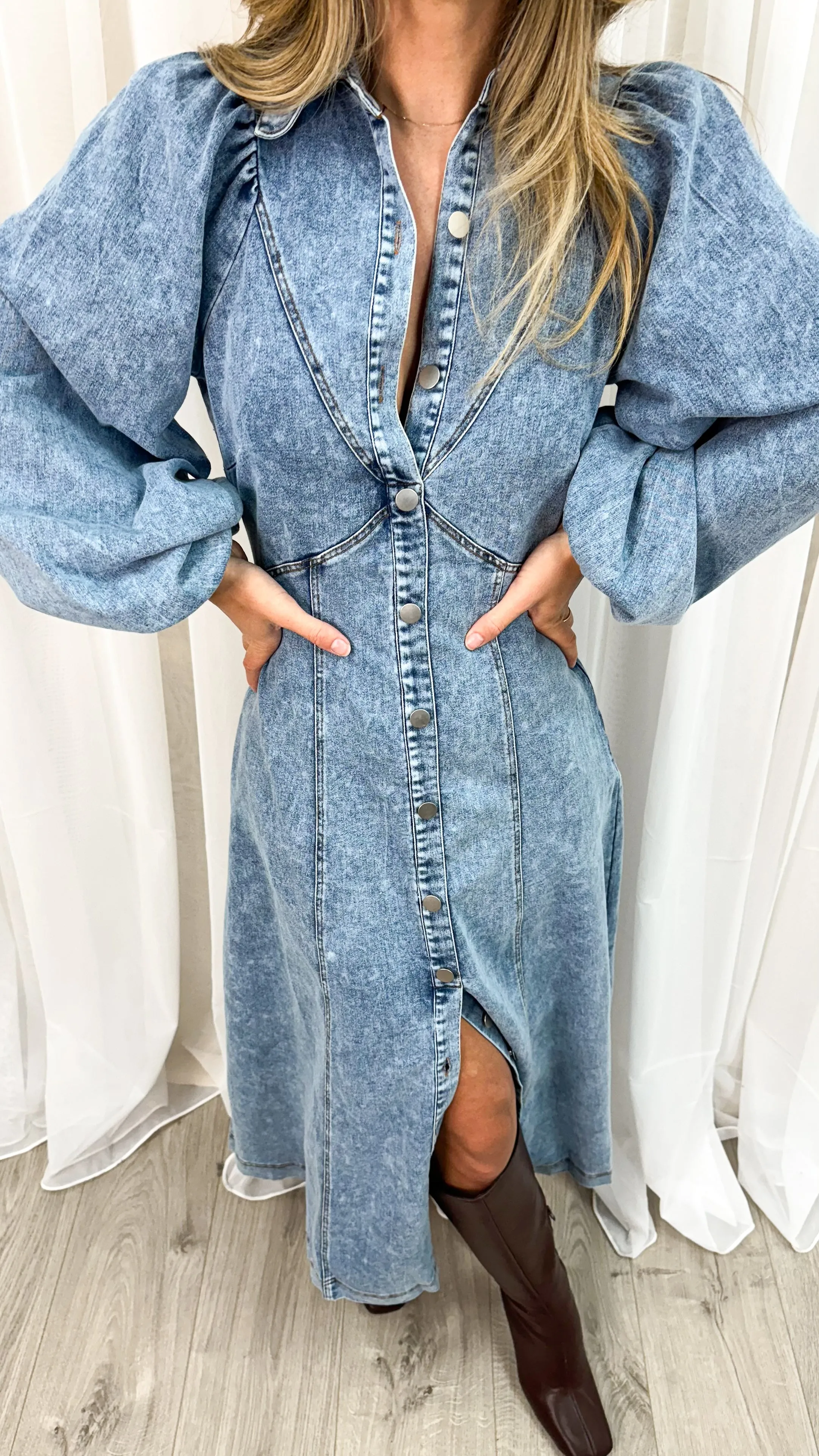 GWEN DRESS - DENIM