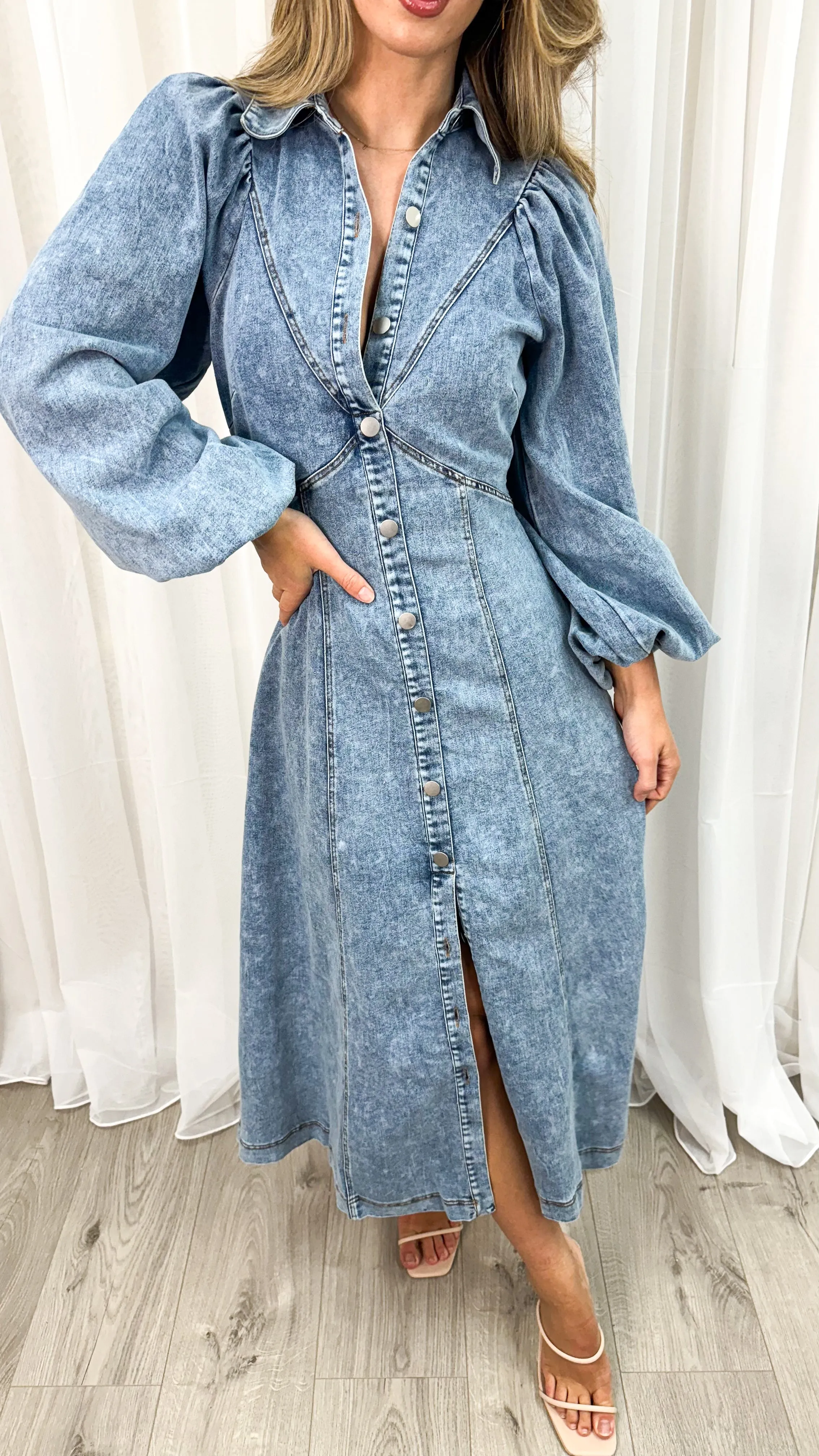 GWEN DRESS - DENIM