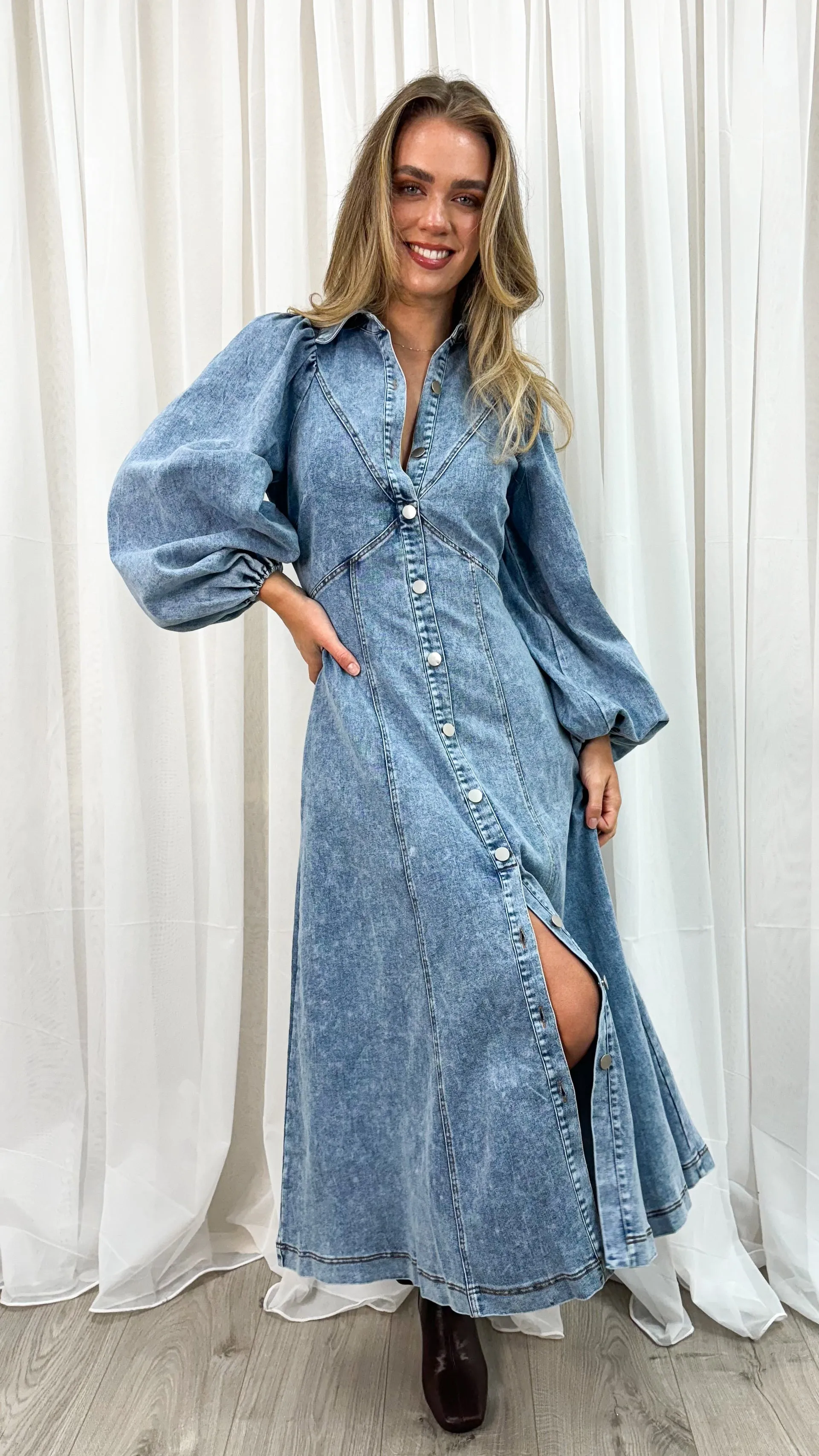 GWEN DRESS - DENIM
