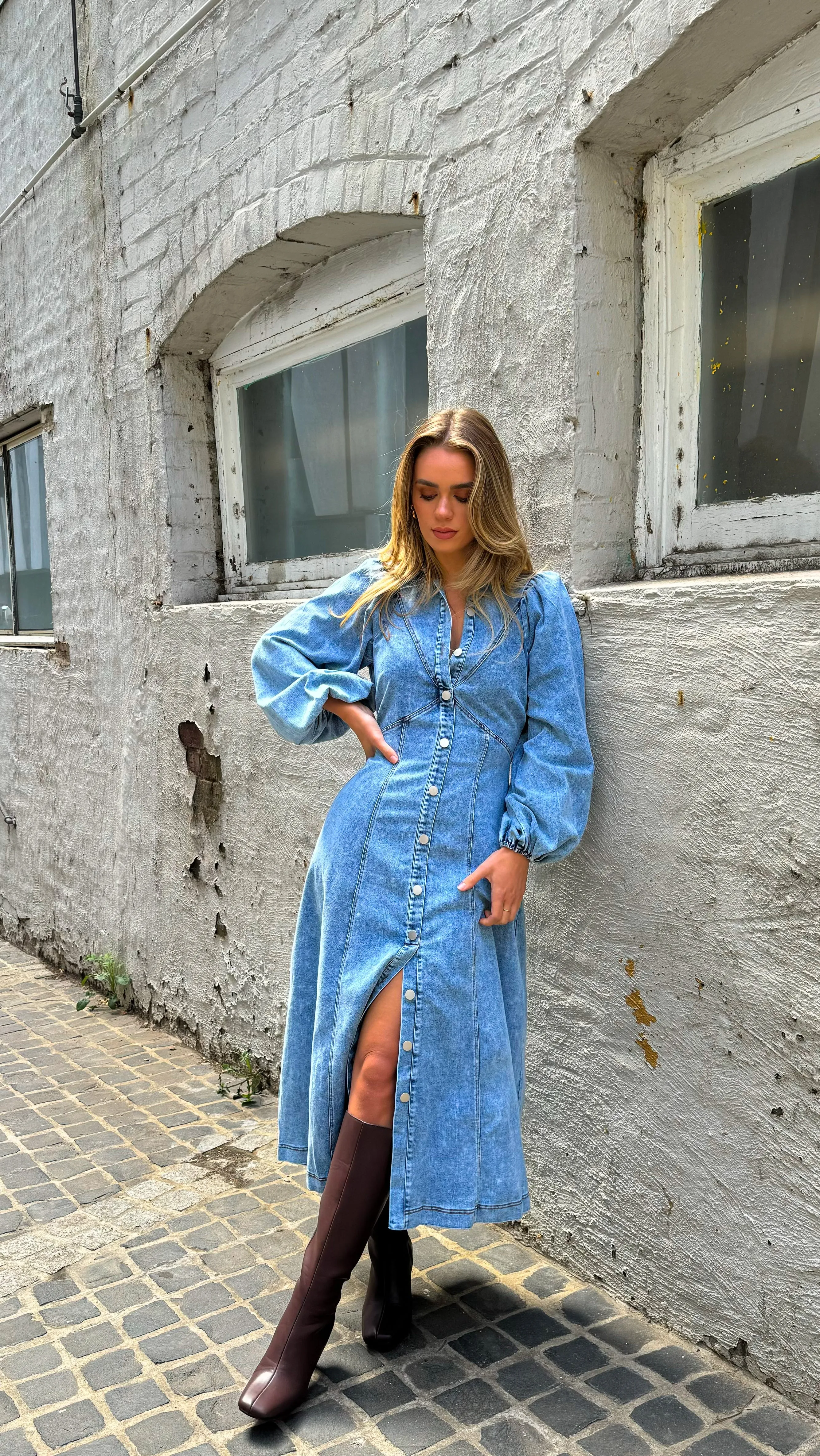 GWEN DRESS - DENIM