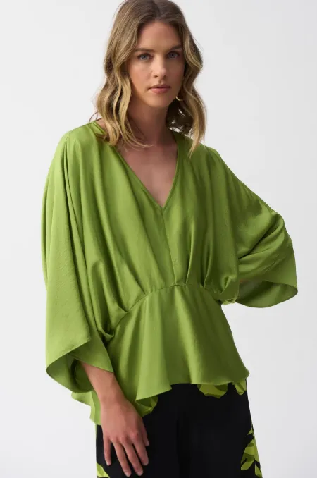 Hammered Satin Peplum style Top - 2 colours Joseph Ribkoff
