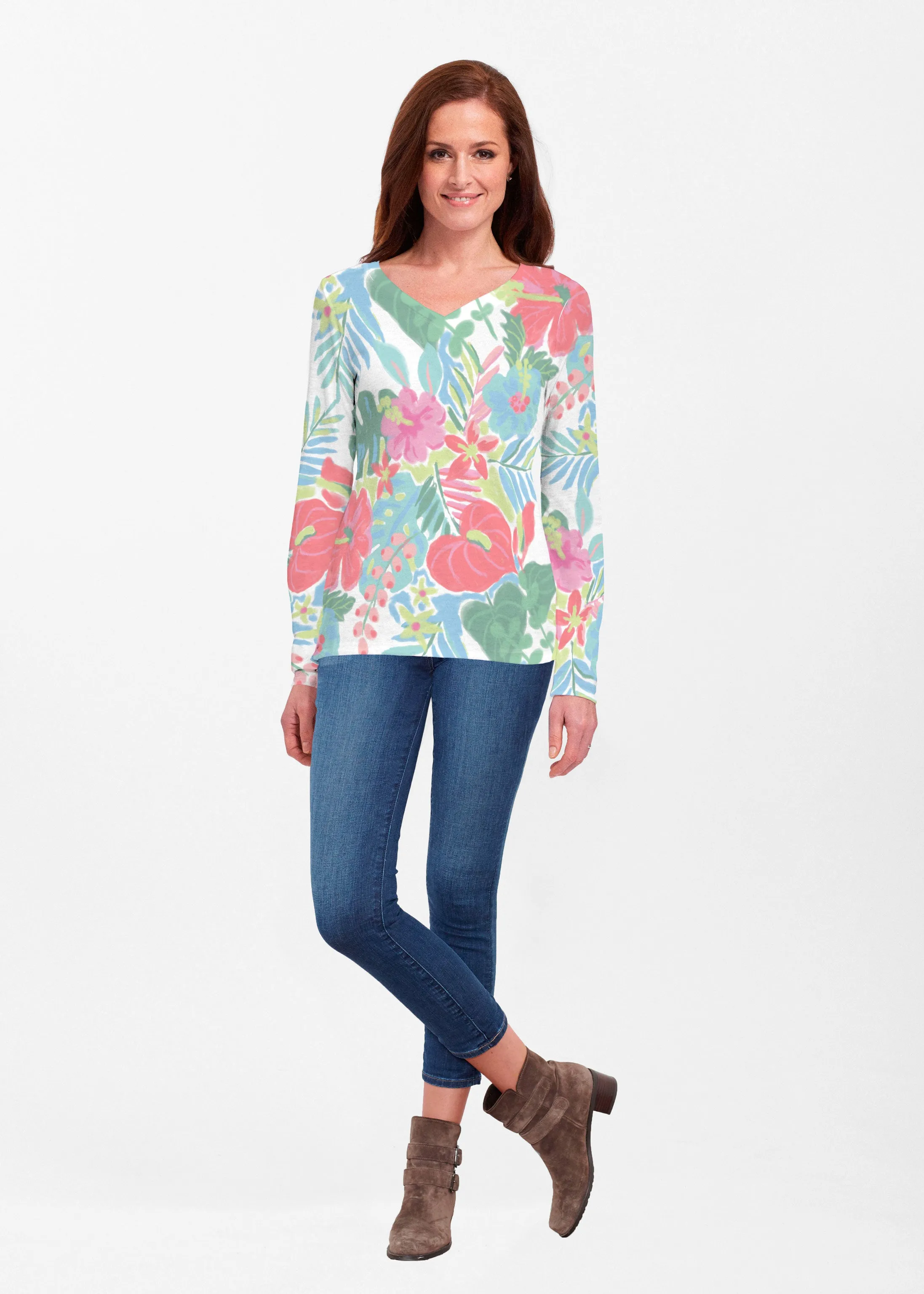 Hawaiian Fling (22141) ~ Classic V-neck Long Sleeve Top