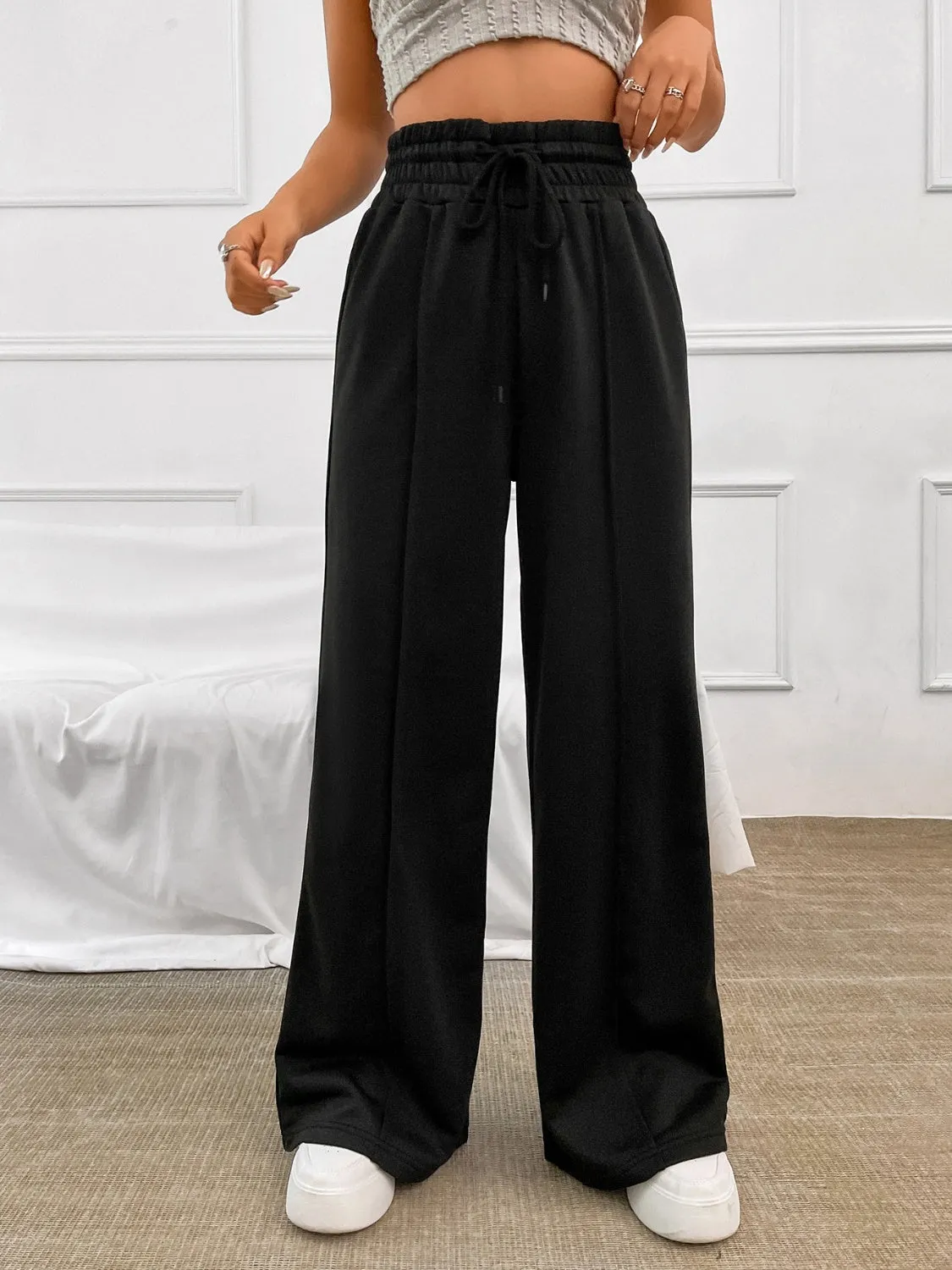 Hazel Blues® |  Honey Drawstring Elastic Waist Wide Leg Pants