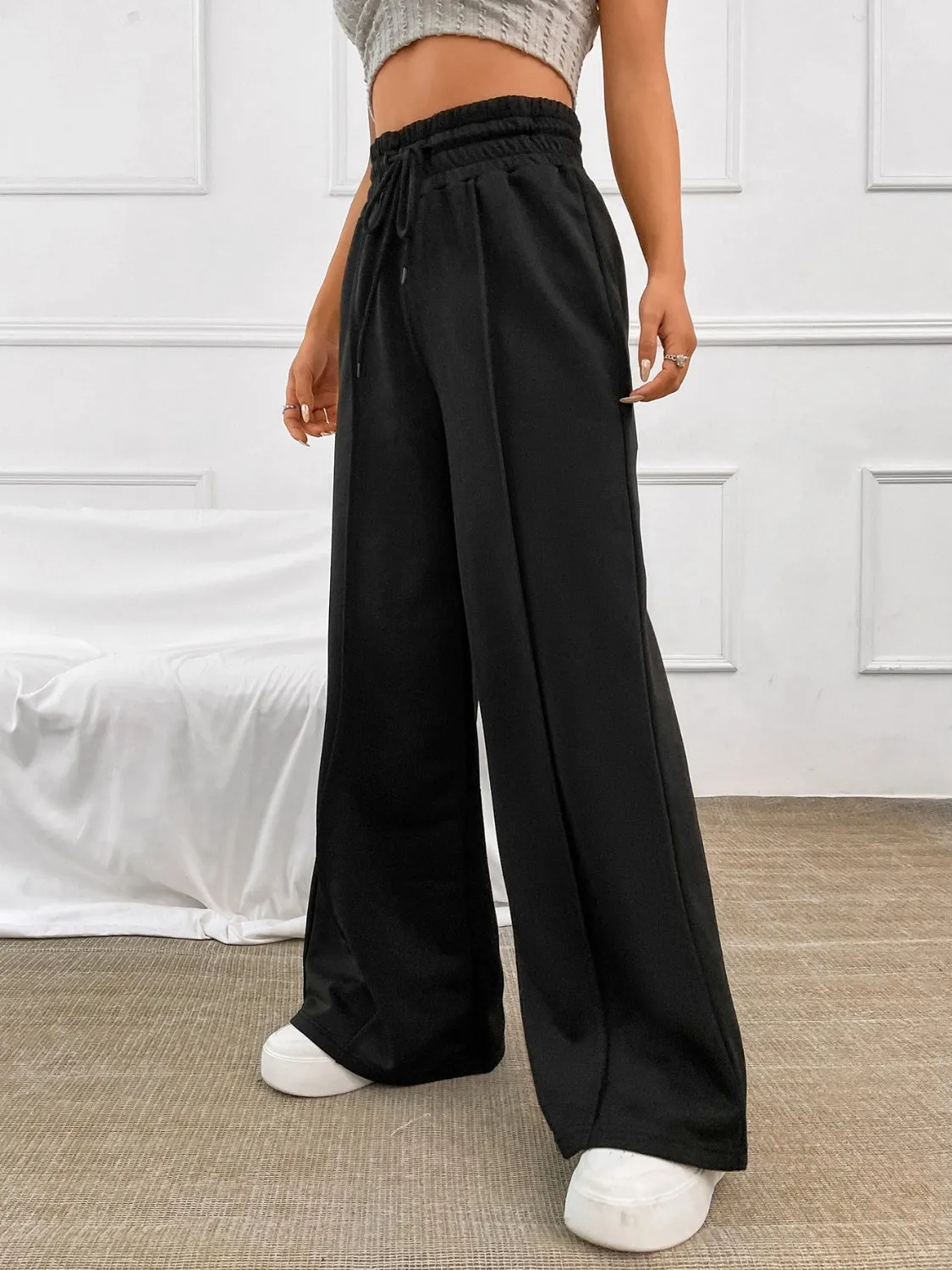 Hazel Blues® |  Honey Drawstring Elastic Waist Wide Leg Pants