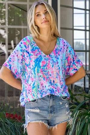 Hazel Blues® |  Printed V-Neck Tee Shirt