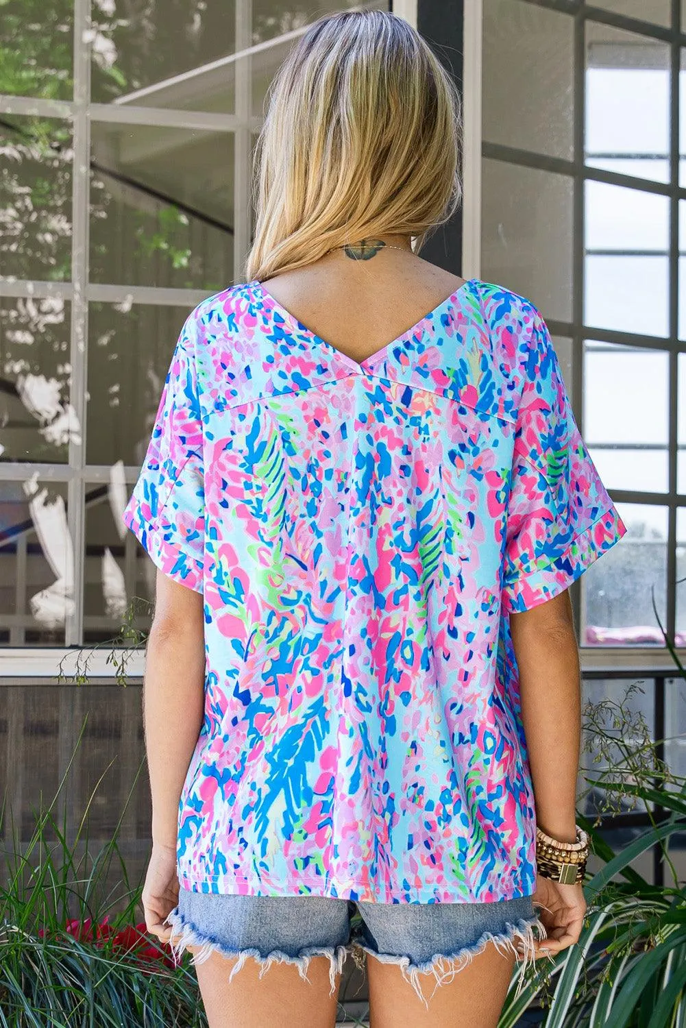 Hazel Blues® |  Printed V-Neck Tee Shirt