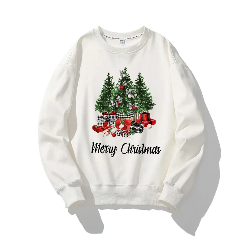 Hello 2021 Christmas O-Neck White Sweater V