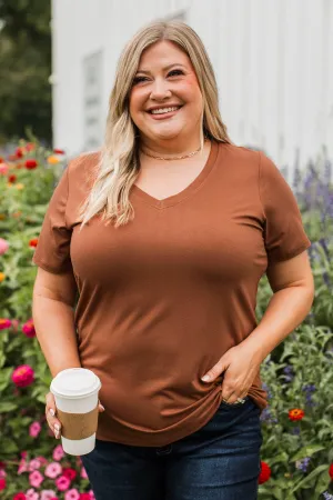 Hello Lovely V-Neck Top- Ginger