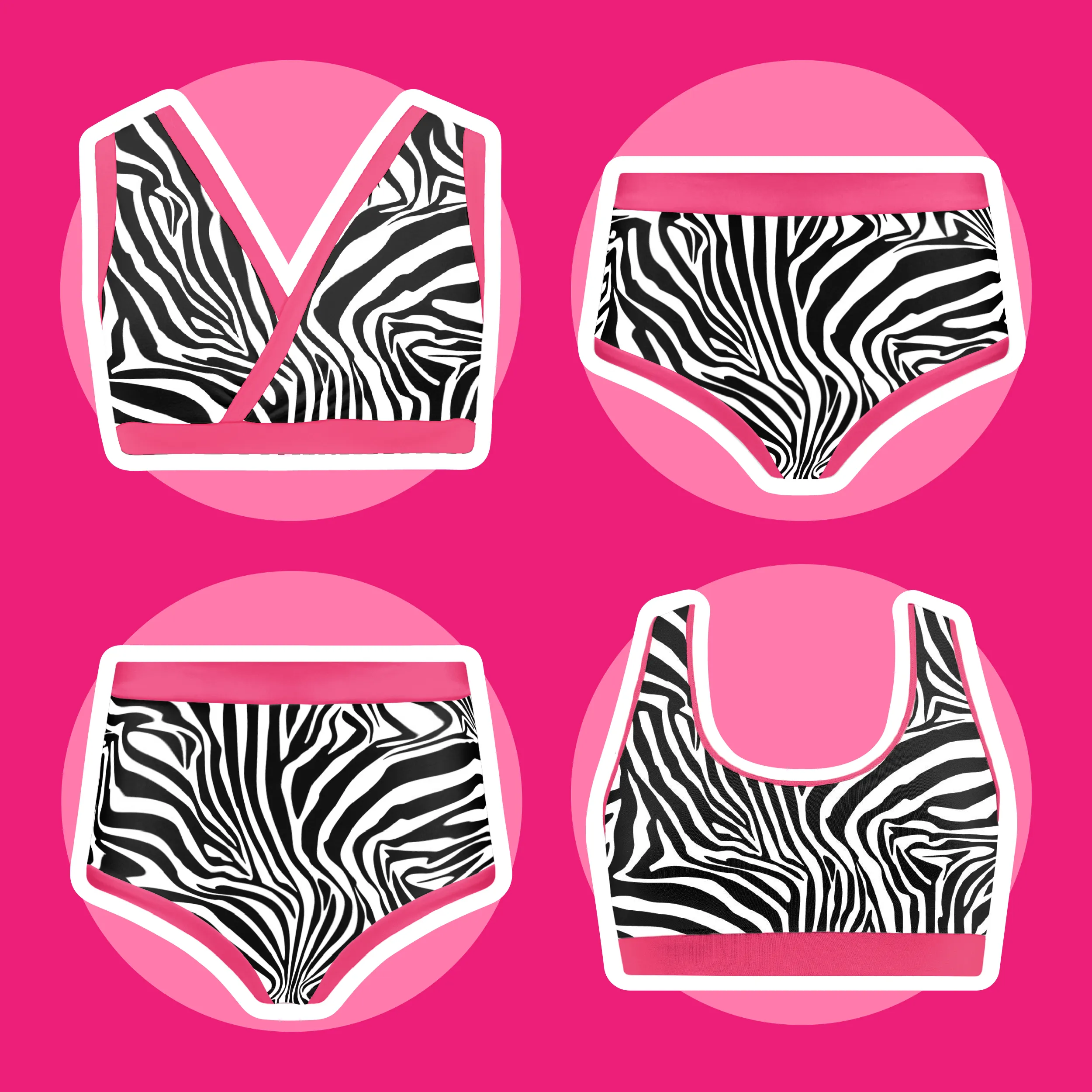 High Rise Briefs - Pink Zebra