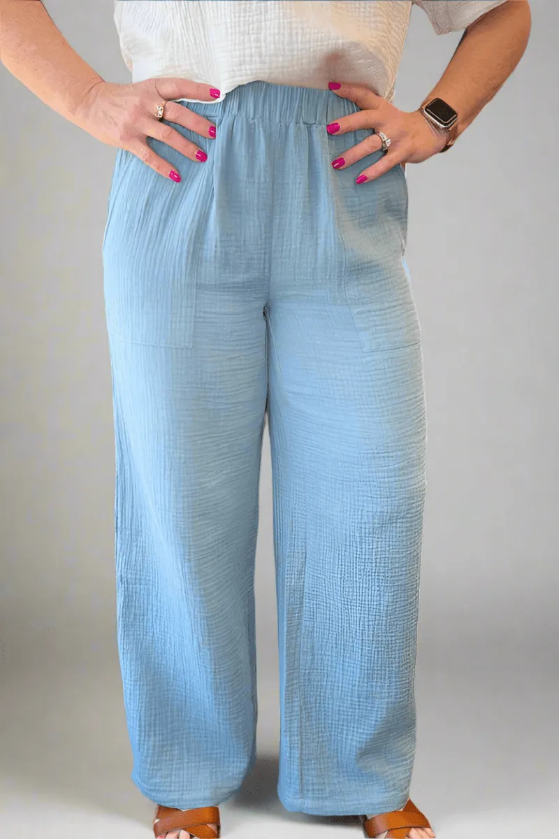High-Rise Cotton Wide Leg Pants