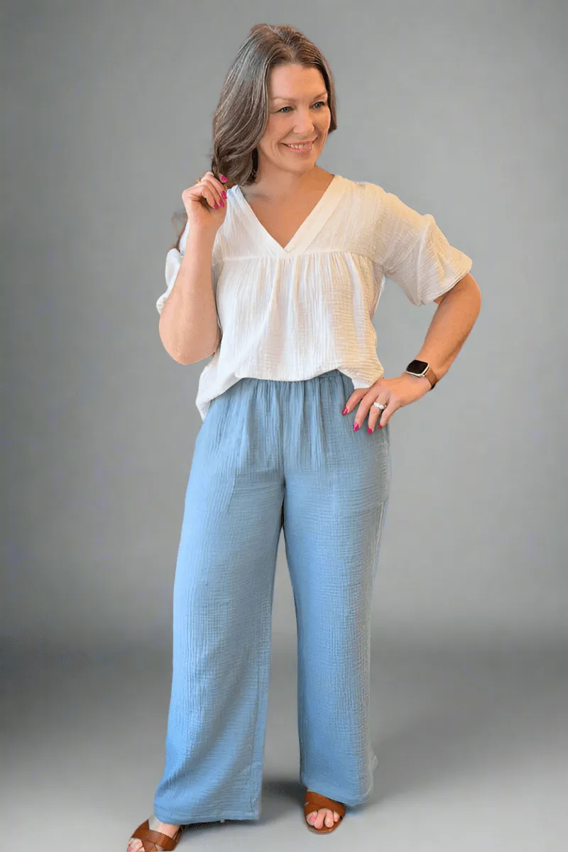 High-Rise Cotton Wide Leg Pants