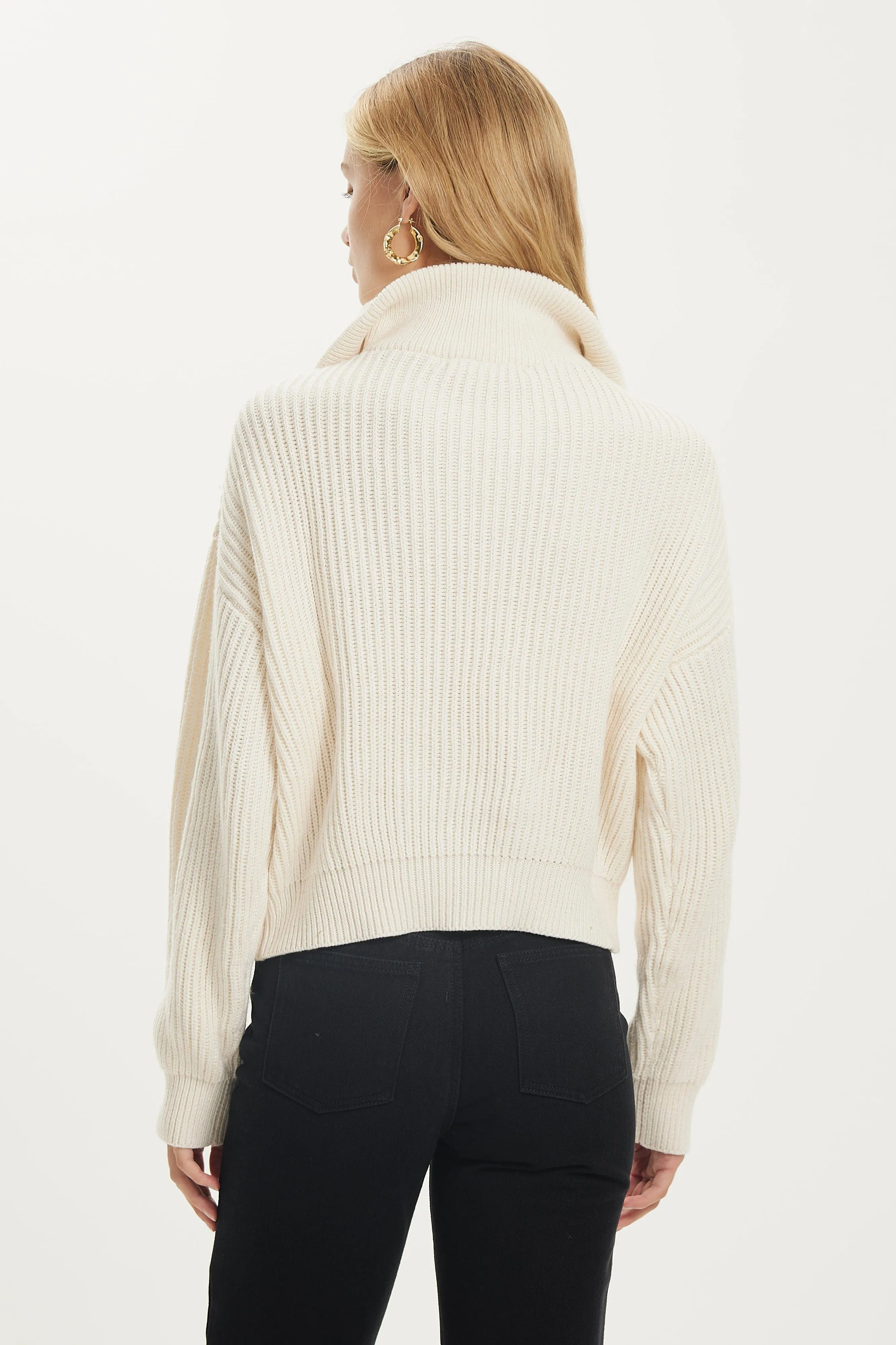 HIGH TIMES ZIP UP KNIT | CREAM