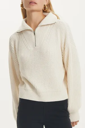 HIGH TIMES ZIP UP KNIT | CREAM