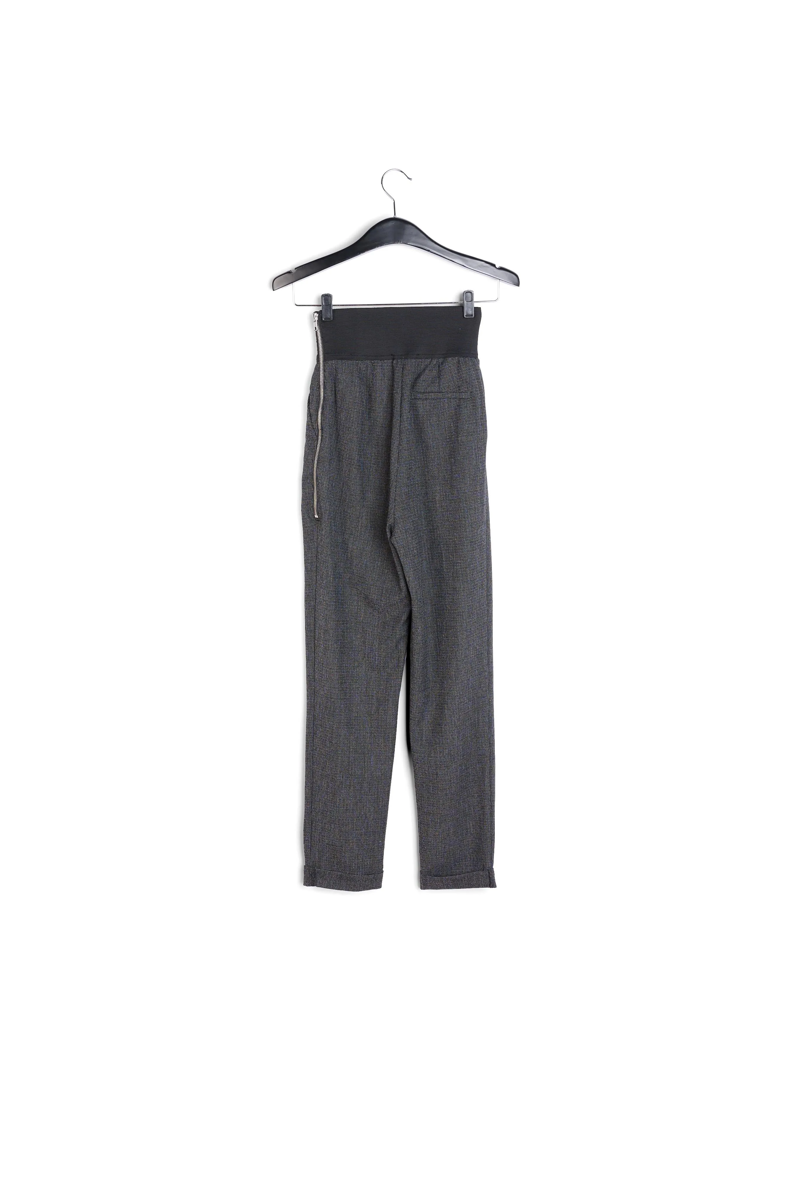 High-waisted black and white tapered pants