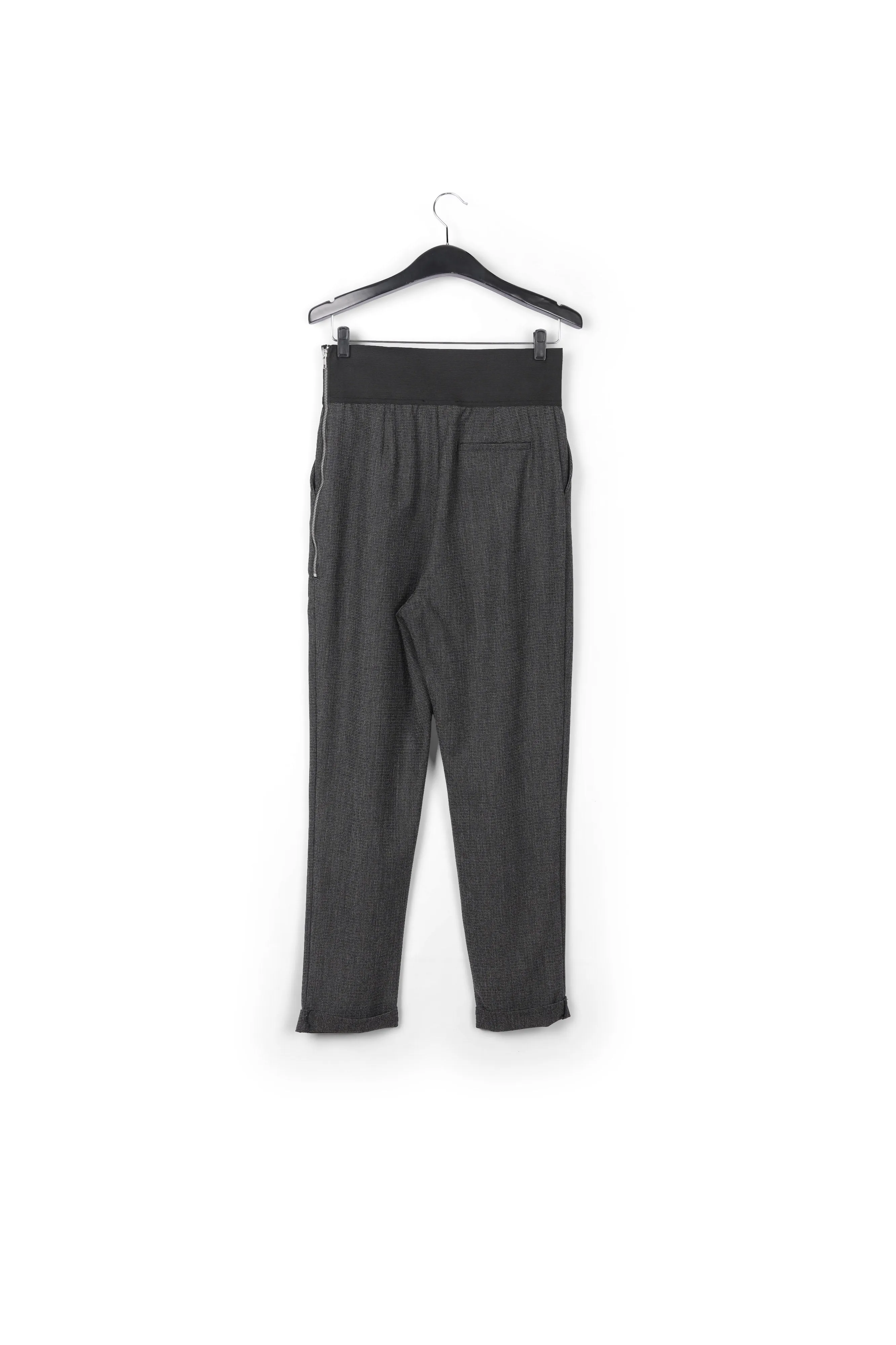 High-waisted black and white tapered pants