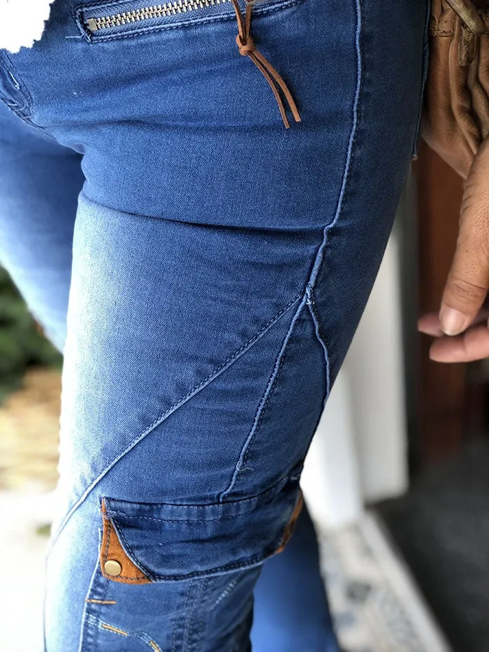 High Waisted Denim Joggers