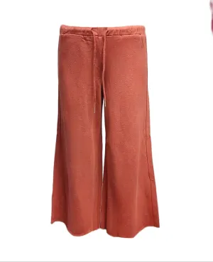 HoodLamb Women's Deep Coral Wide Leg Soft Hemp Pants 420 NWT