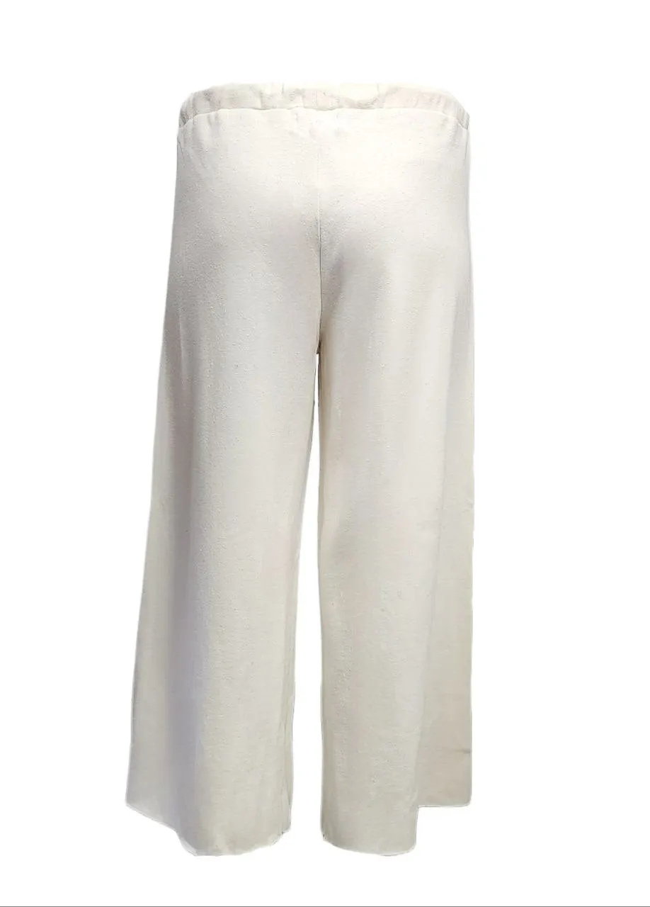 HoodLamb Women's Ivory Wide Leg Soft Hemp Pants 420 NWT