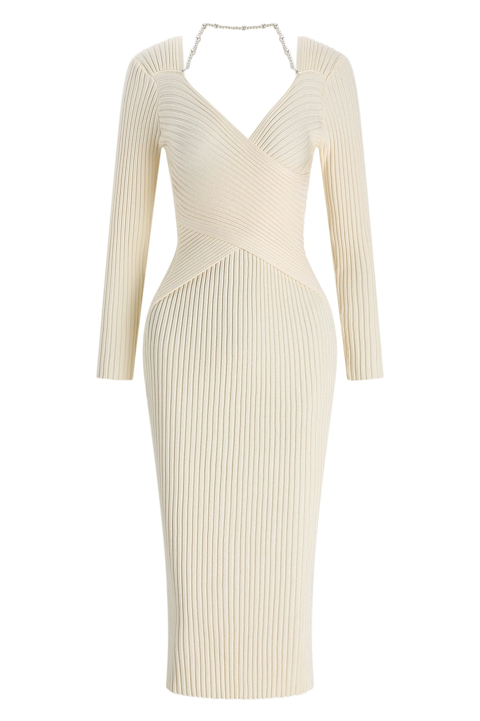Hope Ribbed Knit Midi Dress - Cream