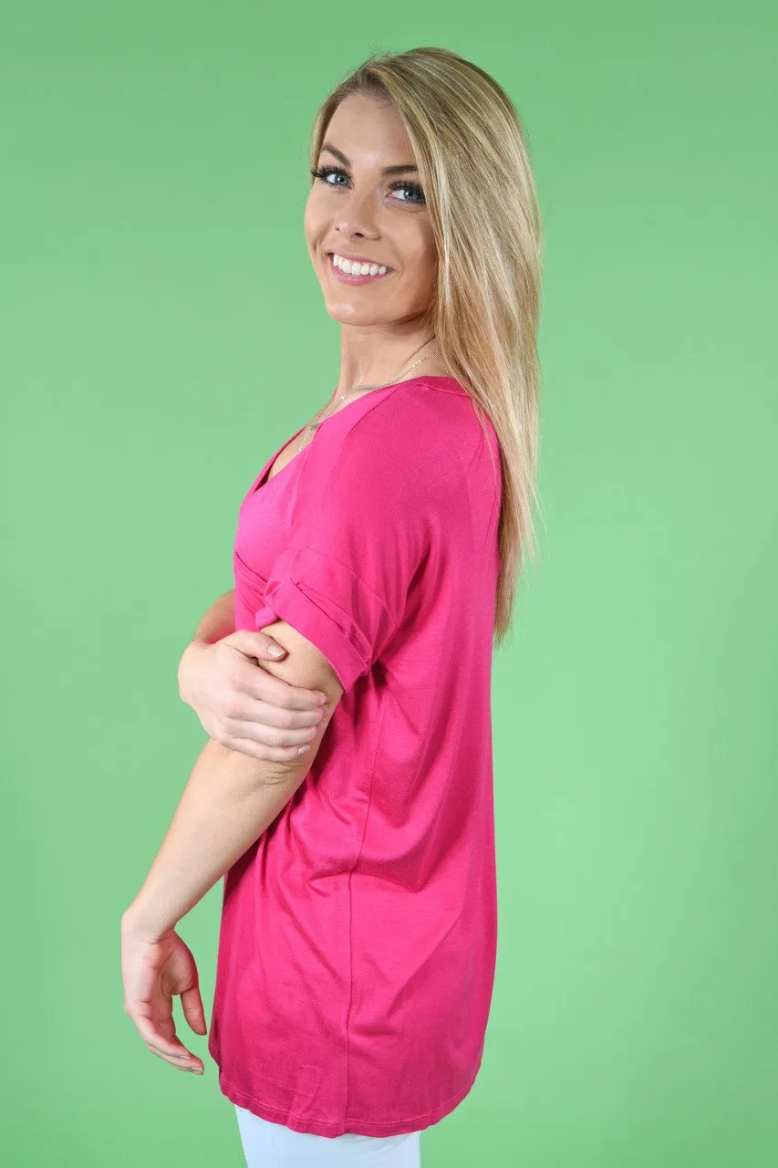 Hot Pink Essential V-Neck Top