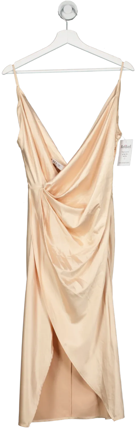 House of CB Beige Reva Corset Satin Midi Dress UK M