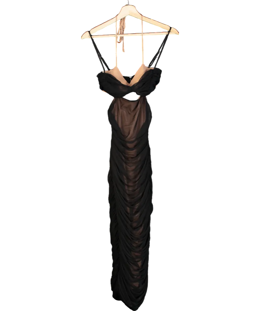 House of CB Tibi Black Cutout Ruched Midi Dress UK S