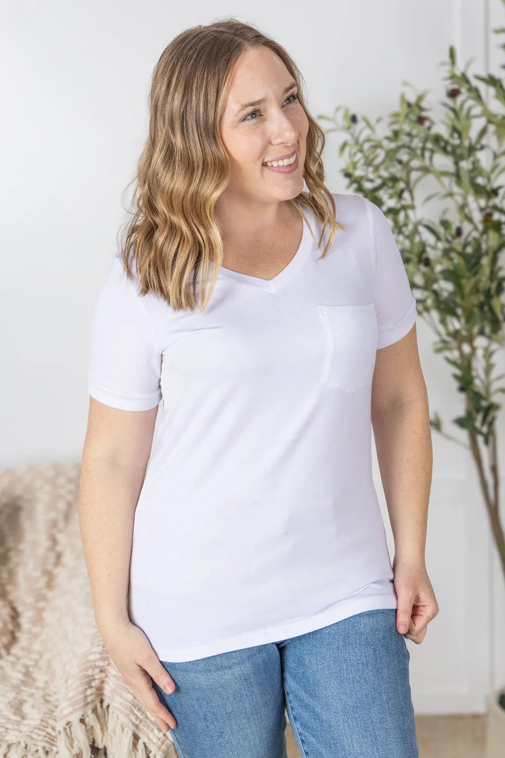 IN PRODUCTION Sophie Pocket Tee - White