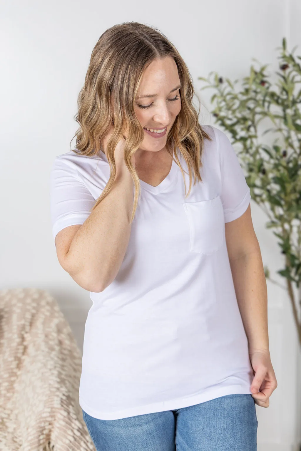 IN PRODUCTION Sophie Pocket Tee - White