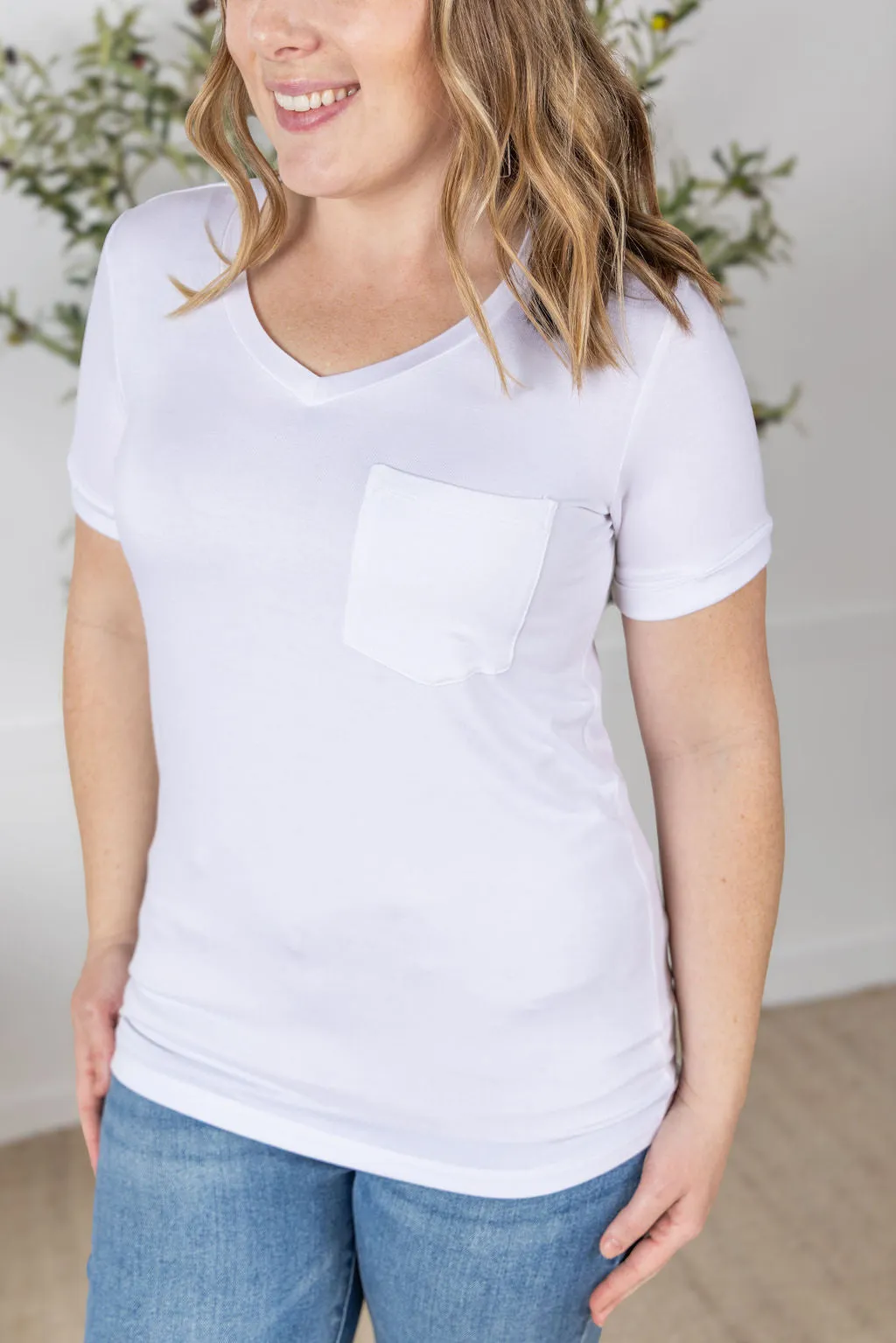 IN PRODUCTION Sophie Pocket Tee - White