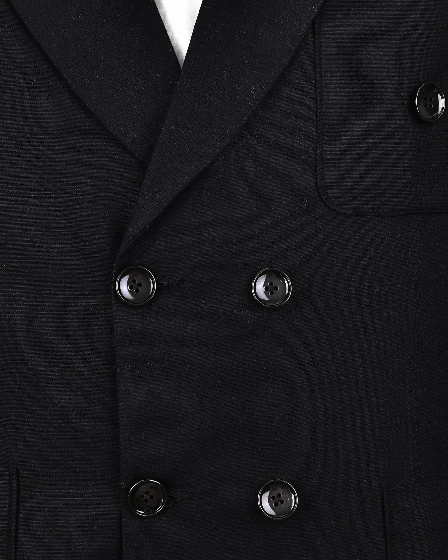 Jade Black Luxurious Linen Double-Breasted Sports Blazer
