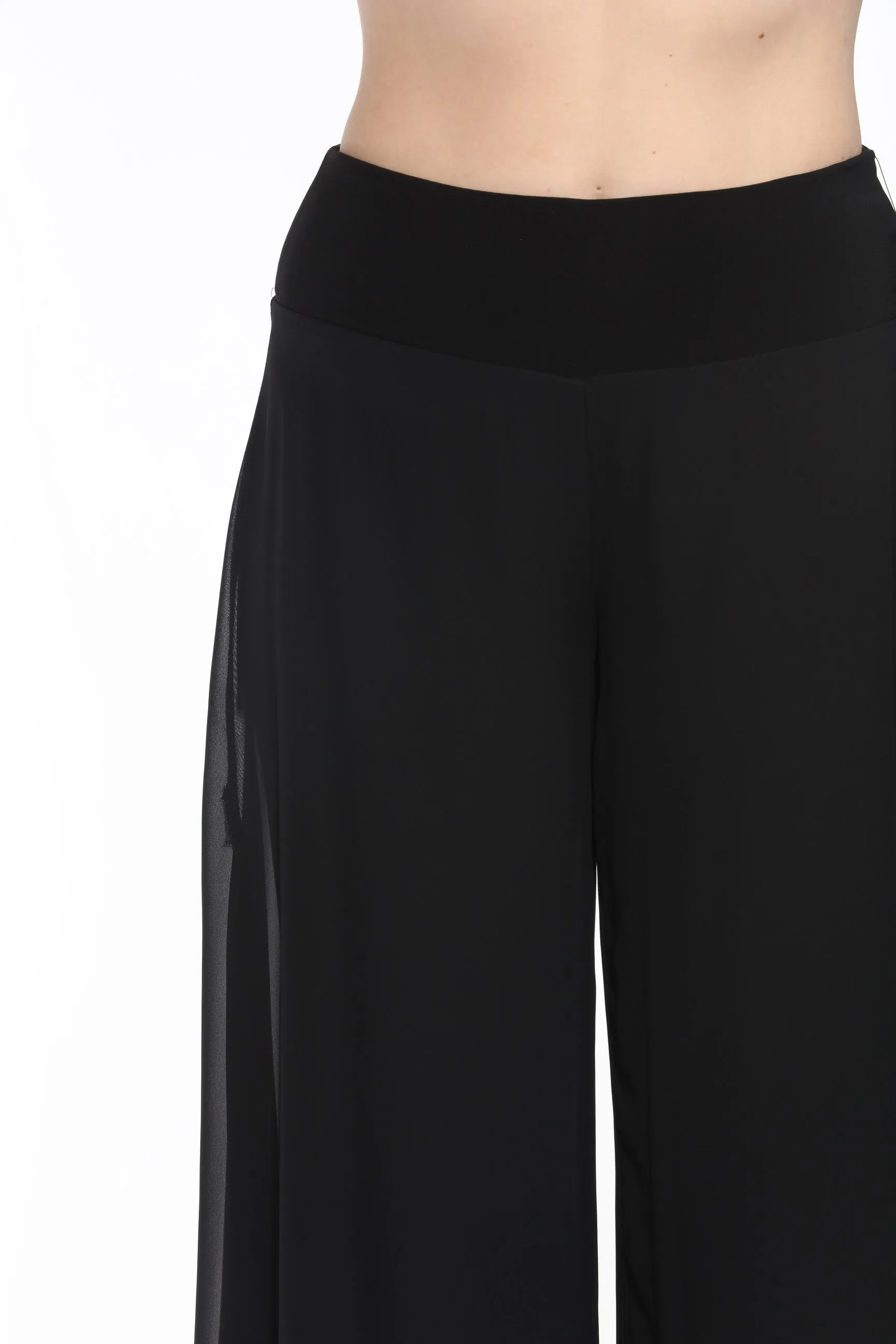 Joseph Ribkoff Chiffon Overlay Cropped Wide-Leg Pants 244208