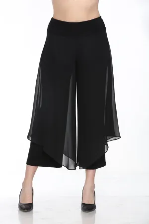Joseph Ribkoff Chiffon Overlay Cropped Wide-Leg Pants 244208