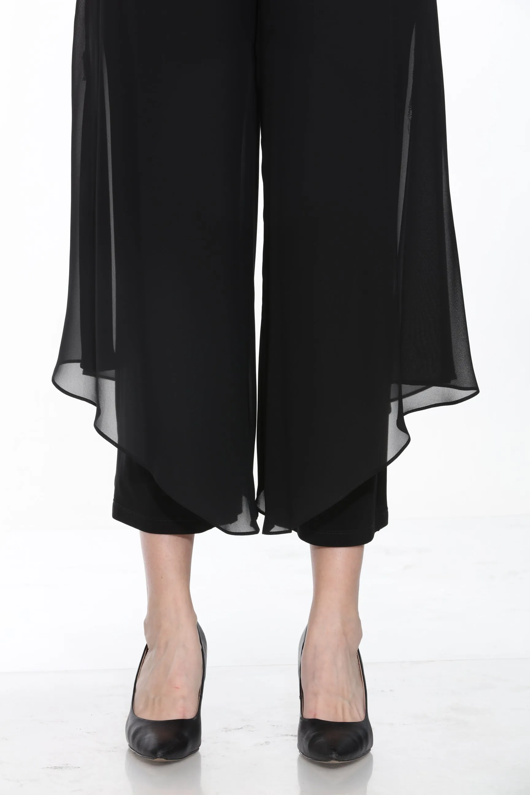 Joseph Ribkoff Chiffon Overlay Cropped Wide-Leg Pants 244208