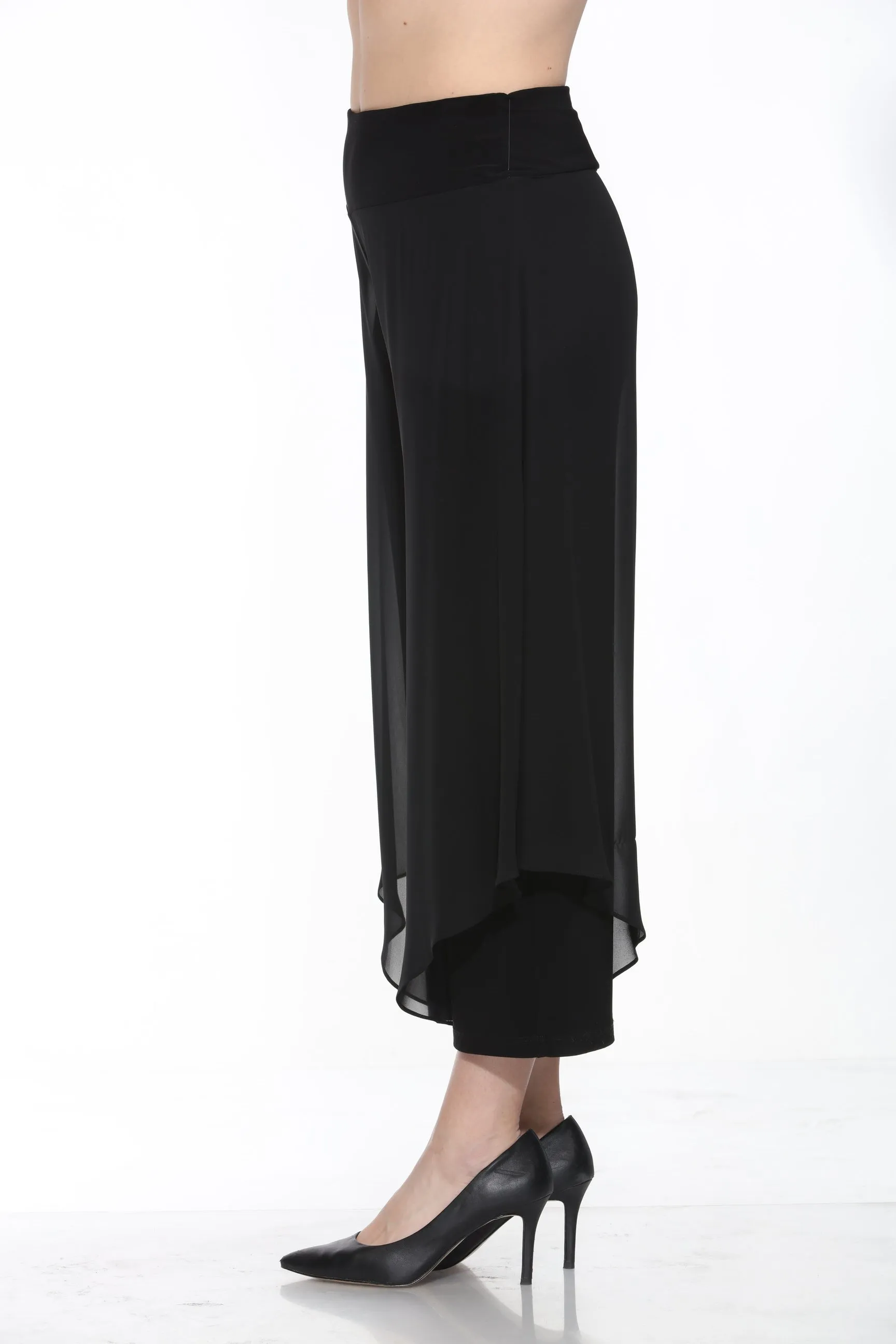 Joseph Ribkoff Chiffon Overlay Cropped Wide-Leg Pants 244208