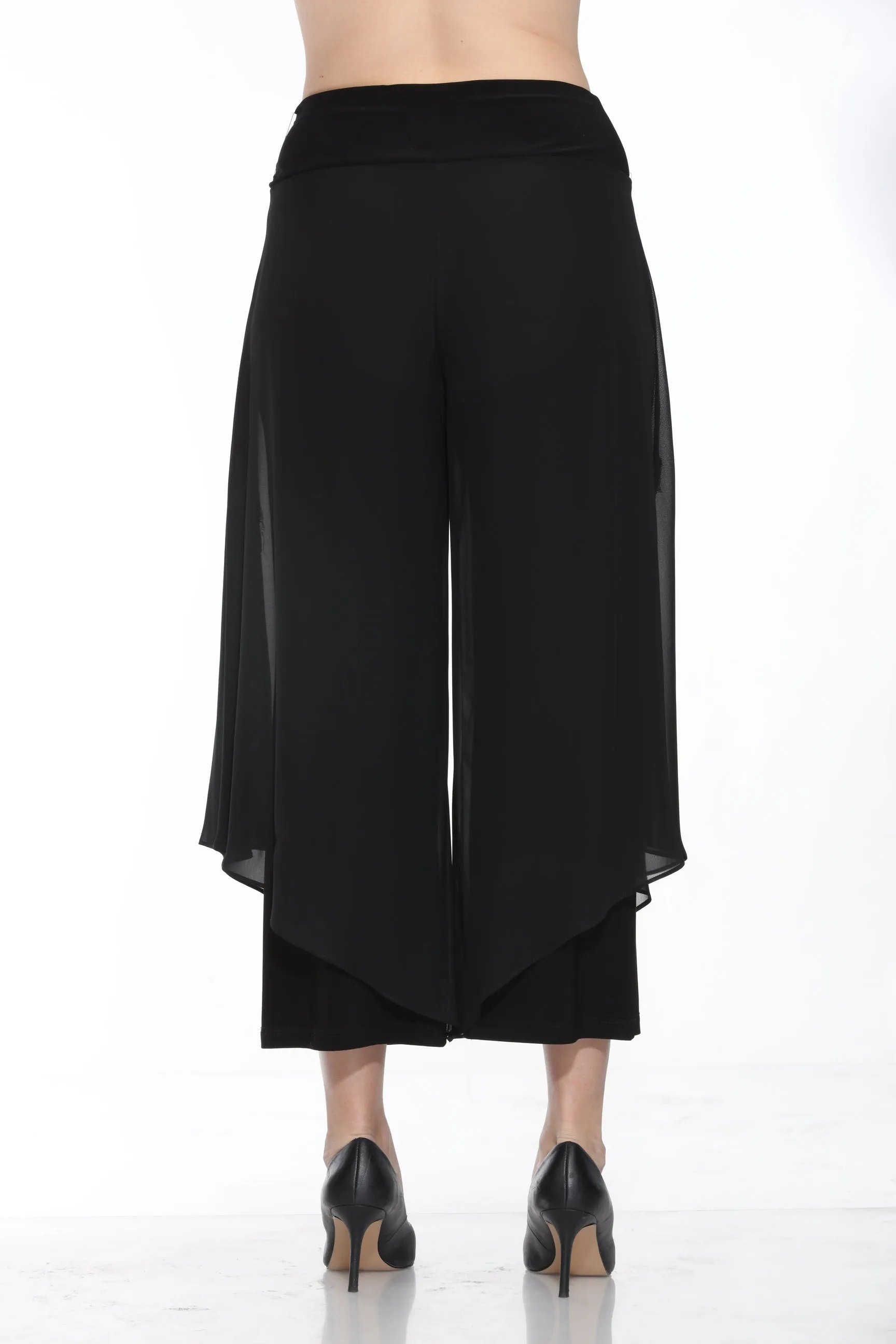 Joseph Ribkoff Chiffon Overlay Cropped Wide-Leg Pants 244208