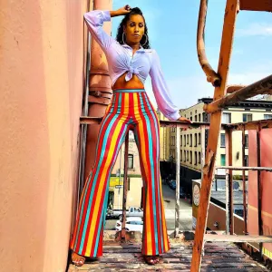 Juliette High-Waist Striped Flare Pants