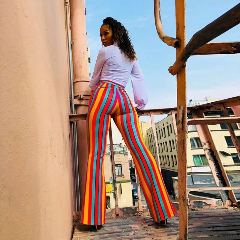 Juliette High-Waist Striped Flare Pants